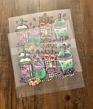 Load image into Gallery viewer, Mardi Gras Curved Straw Latte  HTV Transfer
