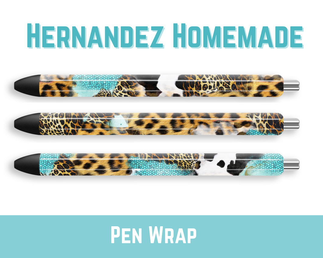 Teal Leopard Pen Wrap