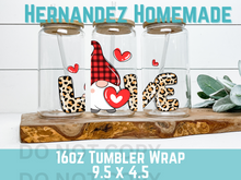 Load image into Gallery viewer, Valentines Gnome Libbey Cup Wrap
