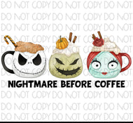 Nightmare Before Coffee HTV Transfer