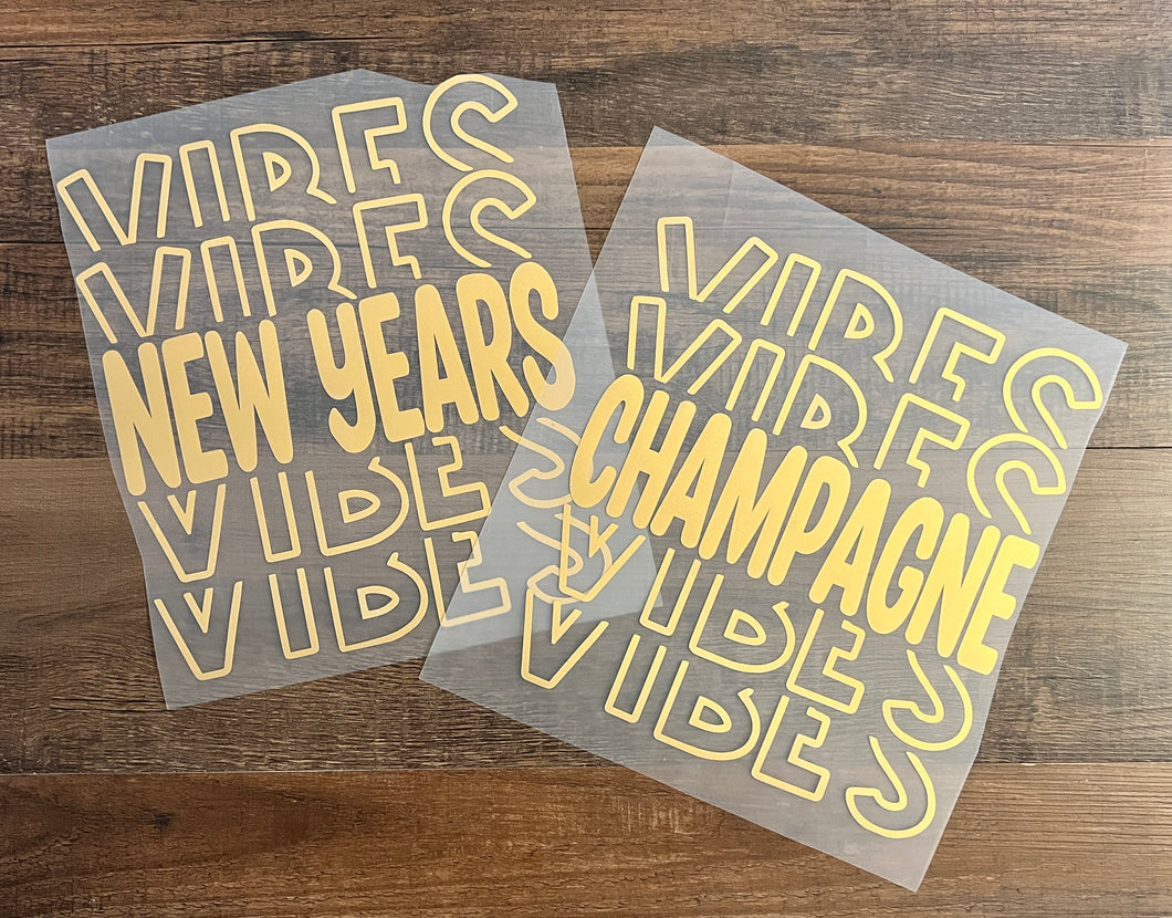 New Years Vibes Metal Puff HTV Transfer