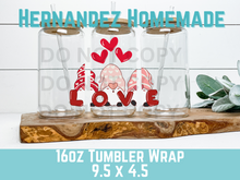 Load image into Gallery viewer, Valentines Gnome Libbey Cup Wrap
