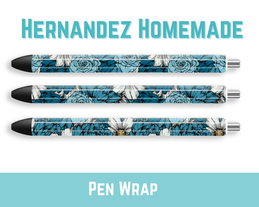 Blue Floral Pen Wrap