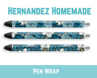 Blue Floral Pen Wrap