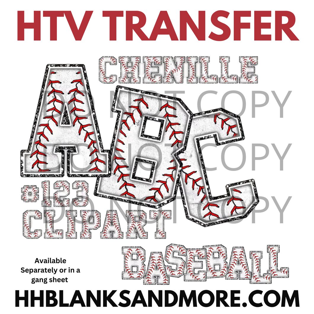 Baseball Chenille Back  HTV Transfer