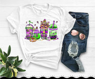 Mardi Gras Curved Straw Latte  HTV Transfer