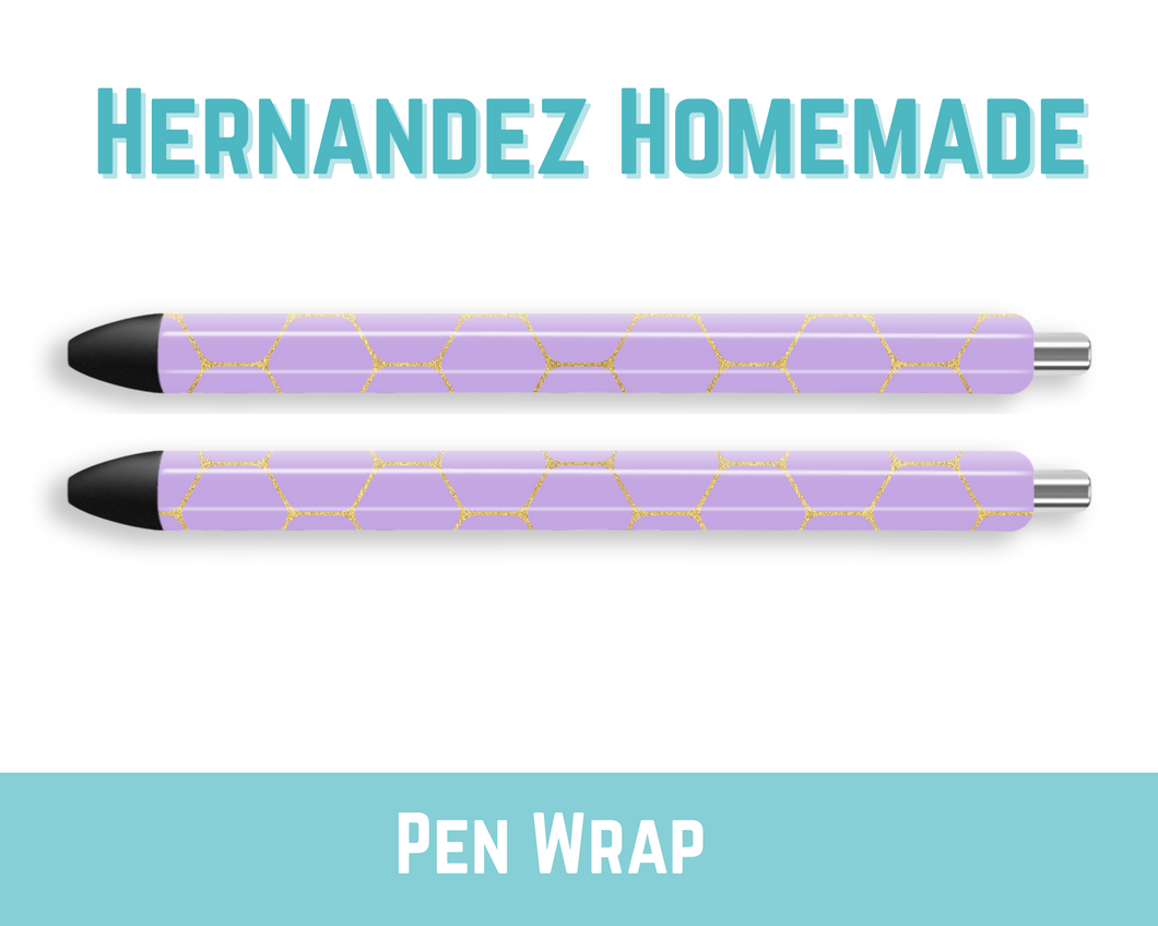 Purple and gold hexagon Pen Wrap