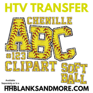 Softball Chenille Back HTV Transfer