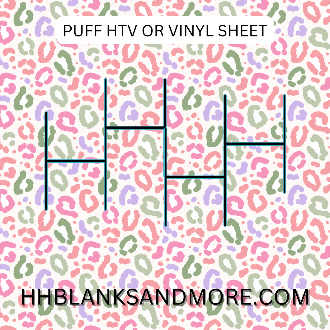 Summer Cheetah pastel Puff Heat Transfer Vinyl Sheet