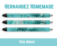 Teal Scaled Leopard Pen Wrap