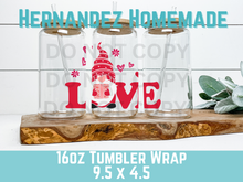 Load image into Gallery viewer, Valentines Gnome Libbey Cup Wrap
