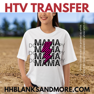 Pink Checkered Mama lightning bolt HTV Transfer