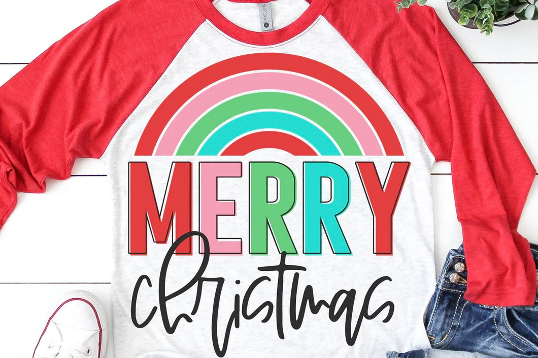 Merry Christmas rainbow HTV Transfer