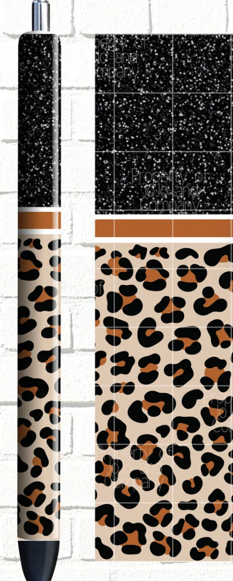 Black Glitter Leopard Pen Wrap